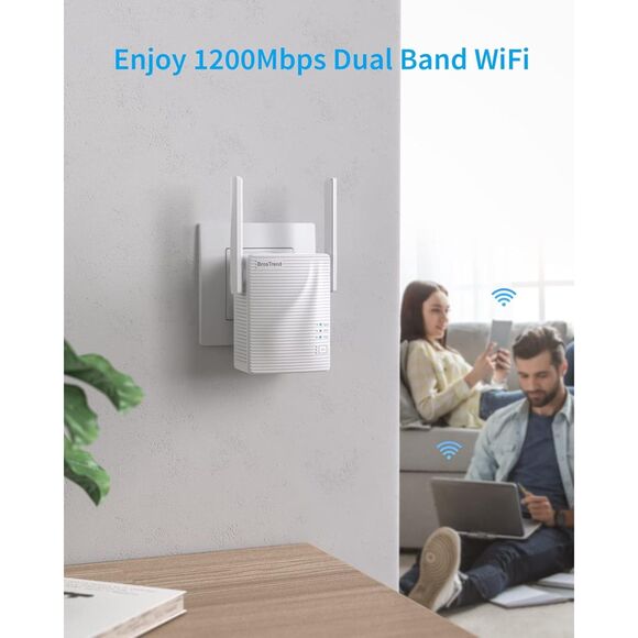 NIB-BrosTrend WiFi Extender AC1200 WiFi Booster and Signal Amplifier 1200Mbps - Picture 4 of 6